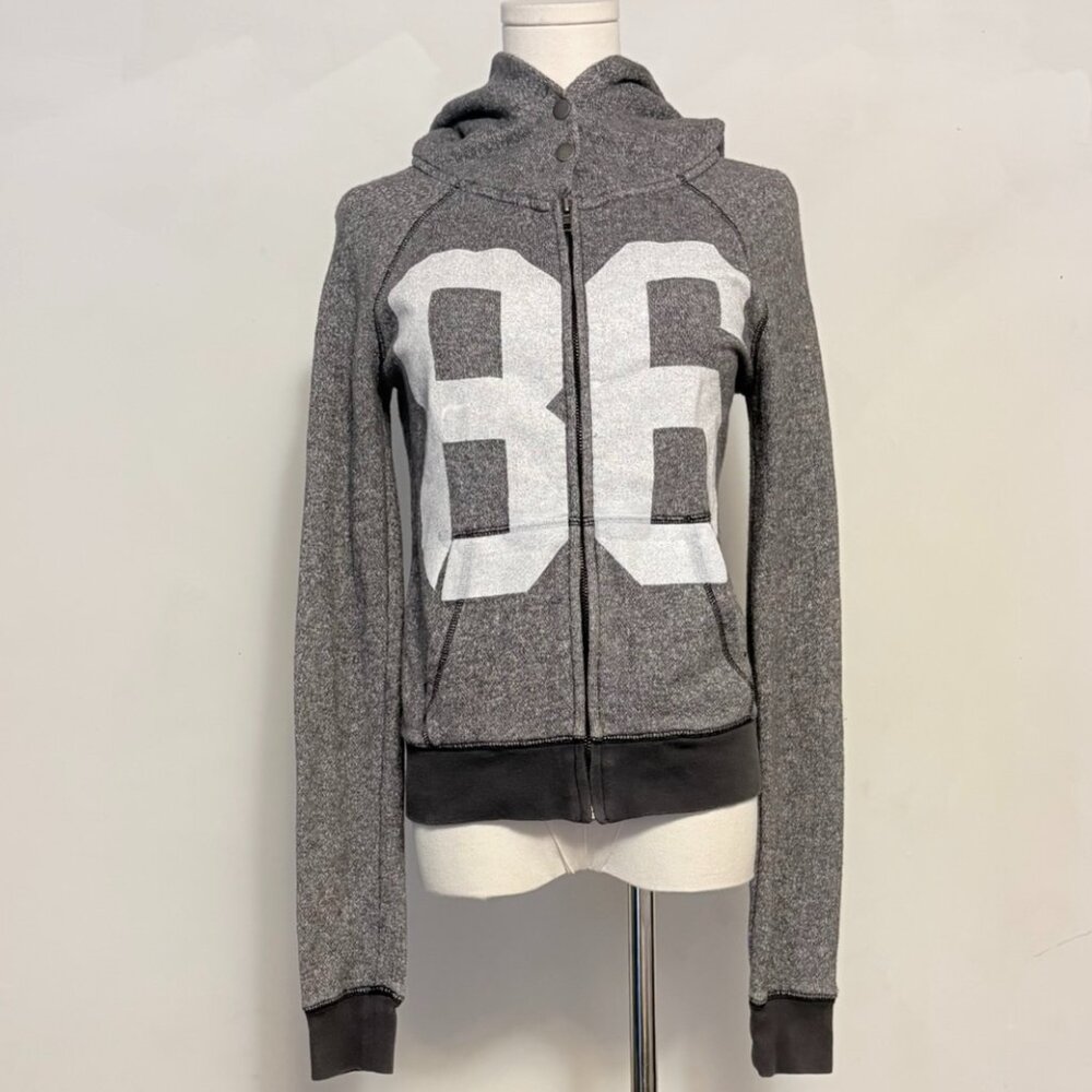 Victoria's Secret Pink Womens Sz XS Heathered gray Vintage Full Zip Y2K Hoodie